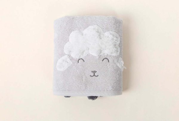 Šedá bavlněná dětská osuška 75x50 cm Wooly - Foutastic