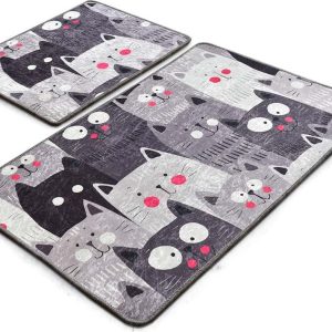 Šedé koupelnové předložky v sadě 2 ks 60x100 cm Meow – Foutastic