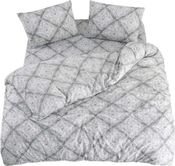 Šedé povlečení na dvoulůžko/prodloužené s prostěradlem/4dílné 200x220 cm Geometric – Mila Home
