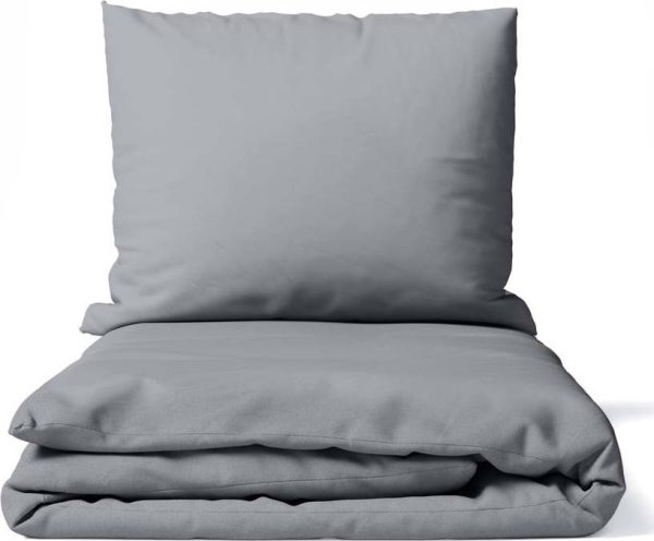 Šedé prodloužené povlečení na dvoulůžko z mikrosaténu 200x220 cm Basic – Bonami Essentials