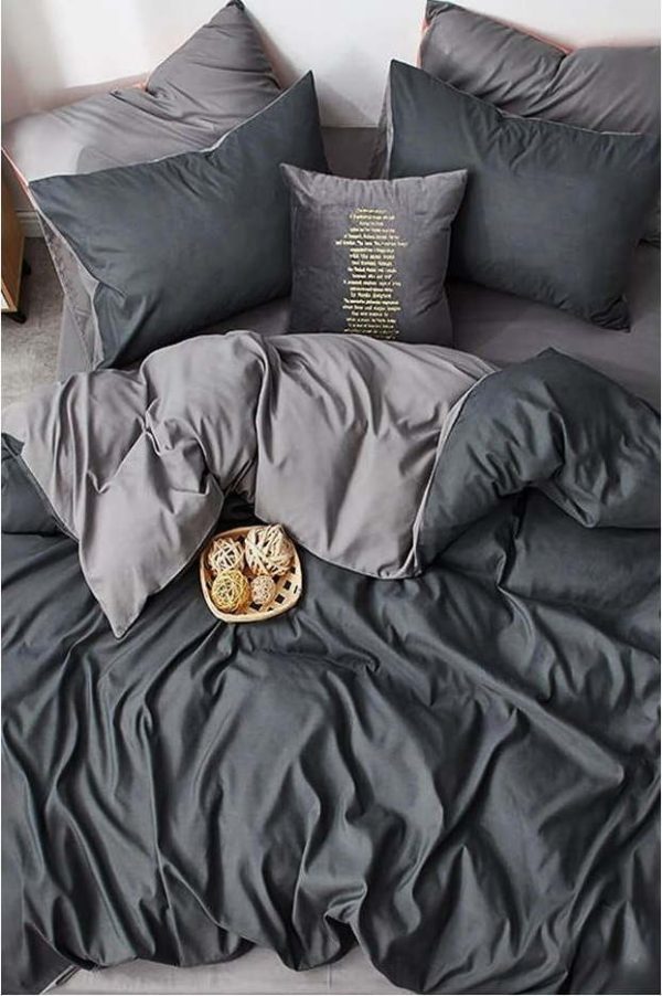 Šedo-antracitové bavlněné povlečení na jednolůžko/prodloužené s prostěradlem 160x220 cm – Mila Home