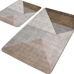 Šedo-hnědé sametové koupelnové předložky v sadě 2 ks 60x100 cm – Mila Home