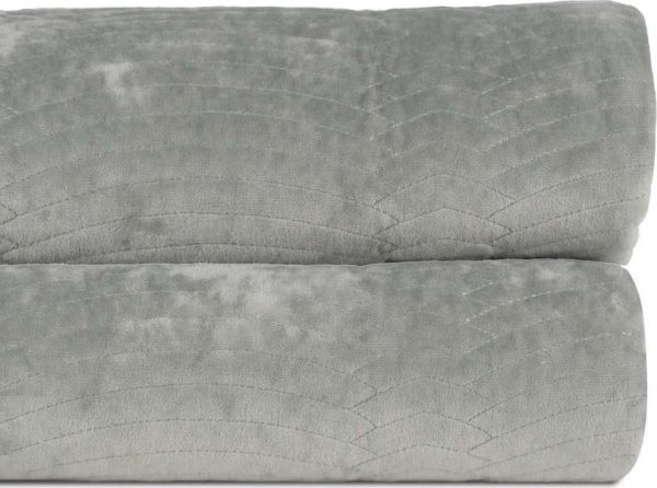 Šedozelený sametový prošívaný přehoz 230x260 cm – Ixia