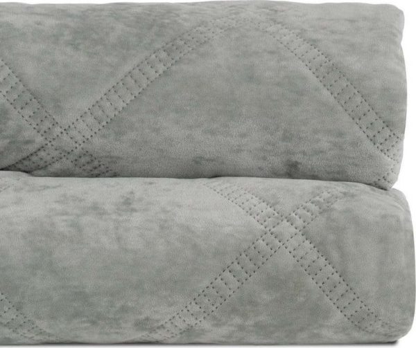 Šedozelený sametový prošívaný přehoz 230x260 cm – Ixia