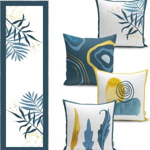 Set 4 ks povlaků na polštář a běhounu na stůl – Mila Home