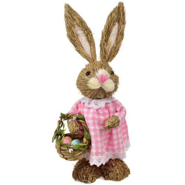 Slámová zaječice s košíkem 33 cm