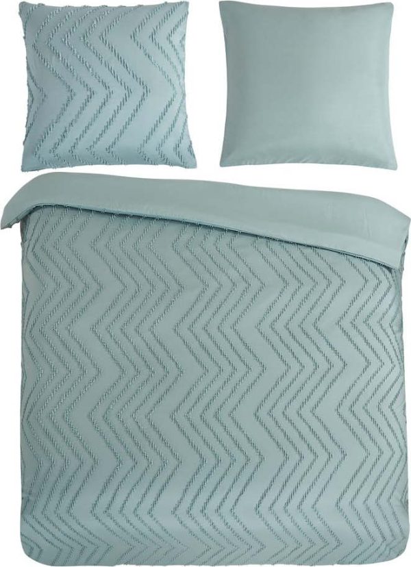 Světle zelené prodloužené povlečení na dvoulůžko z mikrovlákna 200x220 cm Pure Zigzag – Good Morning