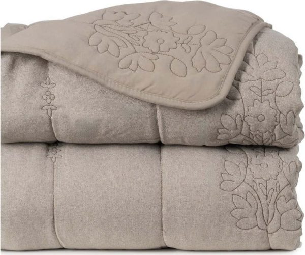 Taupe prošívaný přehoz 240x260 cm – Ixia
