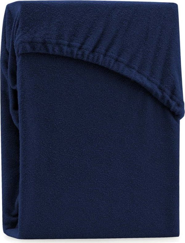Tmavě modré napínací froté prostěradlo 240x220 cm Ruby – Restilo