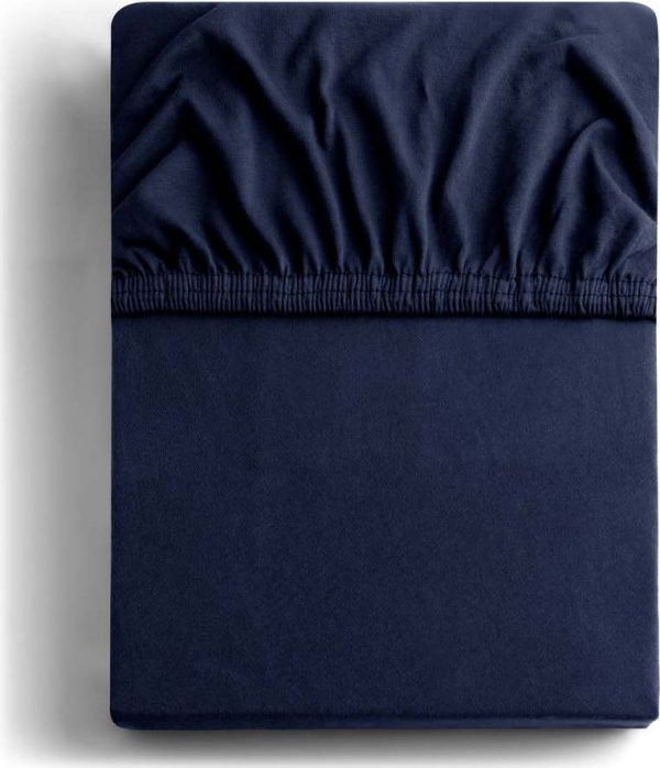 Tmavě modré napínací prostěradlo jersey 160x200 cm Amber – Restilo