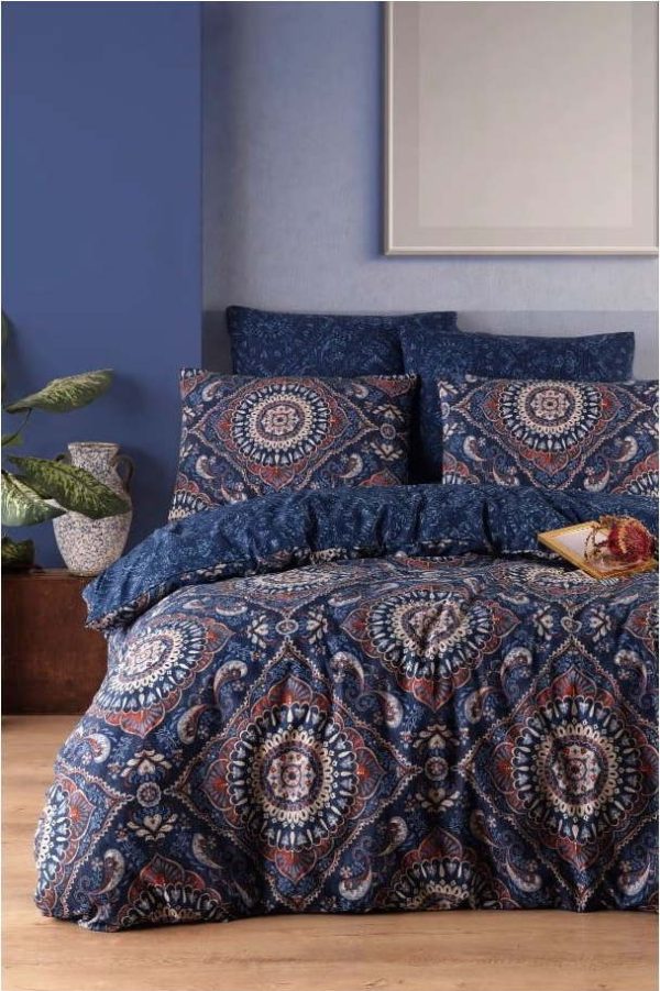 Tmavě modré prodloužené povlečení na dvoulůžko 200x220 cm – Mila Home