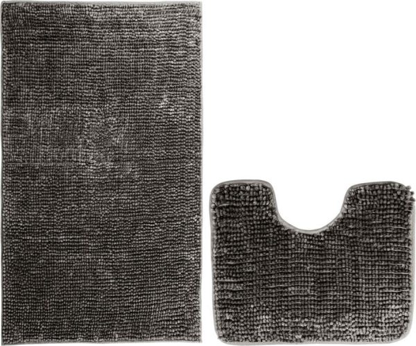 Tmavě šedé WC koupelnové předložky v sadě 2 ks 80x50 cm Bati – Restilo