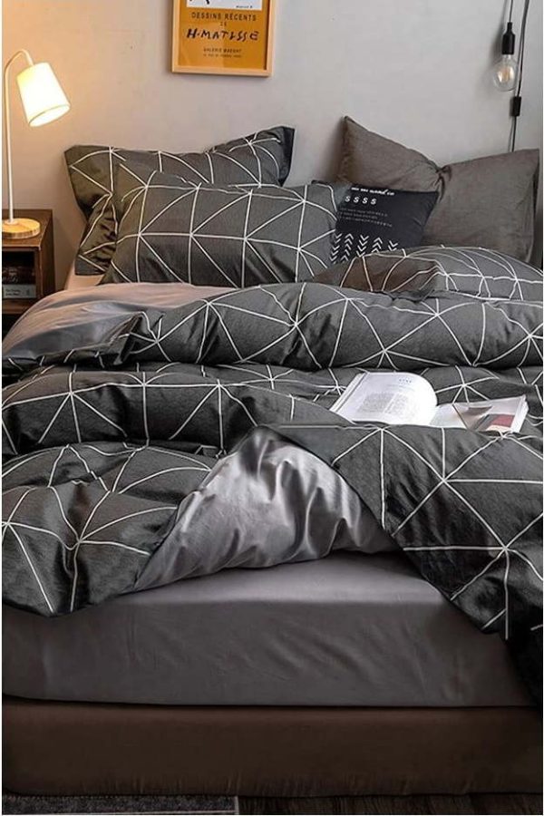 Tmavě šedé bavlněné povlečení na dvoulůžko/prodloužené s prostěradlem 200x220 cm – Mila Home