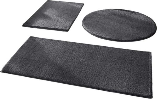 Tmavě šedé koupelnové předložky v sadě 3 ks 50x90 cm – Mila Home