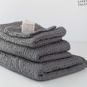 Tmavě šedé ručníky a osušky v sadě 3 ks Honeycomb – Linen Tales
