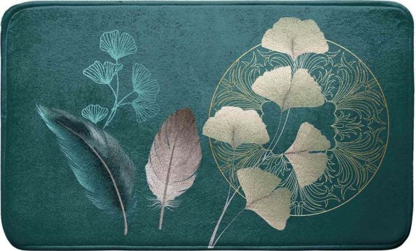 Tyrkysová koupelnová předložka 45x75 cm Ginkoblue – douceur d'intérieur