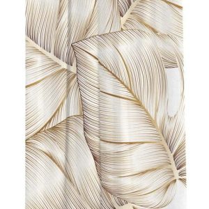 Závěs z bavlněného saténu ve zlaté barvě 110x250 cm Golden Leaves – Butter Kings