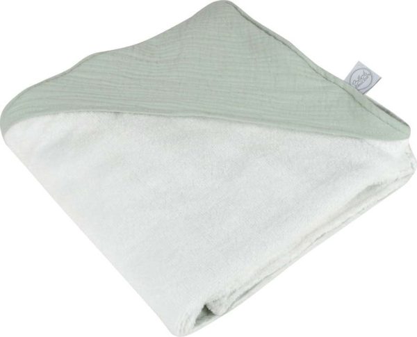 Zelená mušelínová dětská osuška s kapucí 75x75 cm – Bébé Douceur