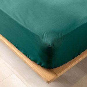 Zelené napínací prostěradlo z Bio bavlny 160x200 cm Biolina – douceur d'intérieur
