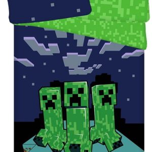 Zeleno-modré bavlněné dětské povlečení na jednolůžko 140x200 cm Minecraft "Sssleep Tight" – Jerry Fabrics