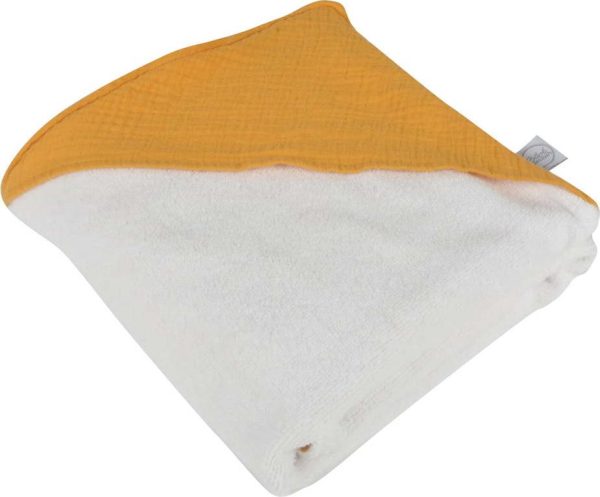 Žlutá mušelínová dětská osuška s kapucí 75x75 cm – Bébé Douceur