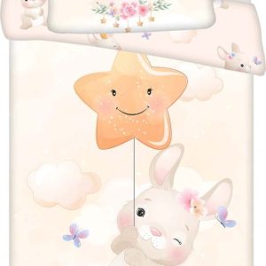 Žluté bavlněné dětské povlečení do postýlky 100x135 cm Bunny "Star" – Jerry Fabrics