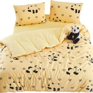 Žluté povlečení na jednolůžko/prodloužené s prostěradlem/3dílné 160x220 cm Panda – Mila Home
