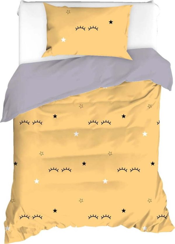 Žluto-šedé povlečení na jednolůžko 140x200 cm Dide – Mijolnir