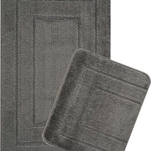 Antracitové koupelnové předložky v sadě 2 ks 50x80 cm Cerceve – Foutastic