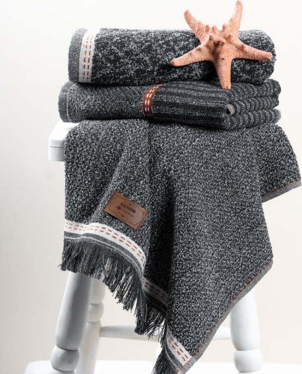 Antracitové ručníky v sadě 3 ks 50x90 cm Denim – Foutastic