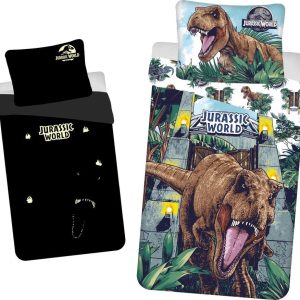 Bavlněné dětské povlečení se svítícím efektem na jednolůžko 140x200 cm Jurassic World – Jerry Fabrics