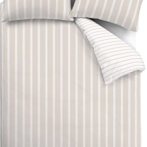 Béžové bavlněné povlečení na jednolůžko 135x200 cm Ashford Stripe – Bianca