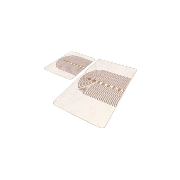 Béžové sametové koupelnové předložky v sadě 2 ks 60x100 cm – Mila Home
