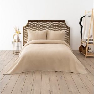 Béžový přehoz 200x220 cm Waffle – Mijolnir