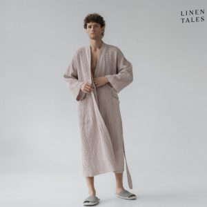 Béžový župan velikost XXL Honeycomb – Linen Tales