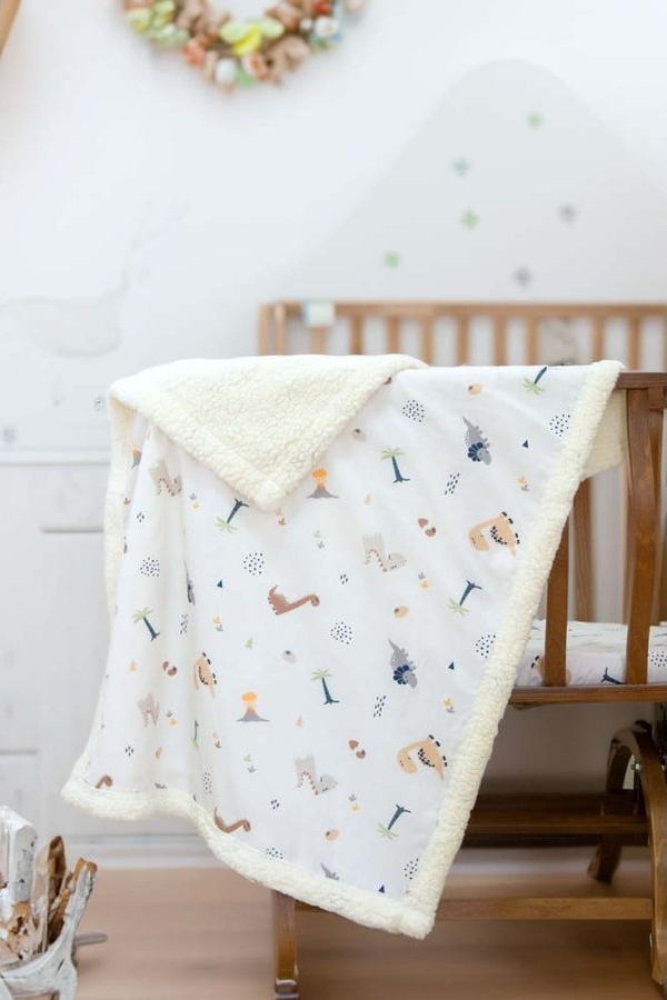 Bílá dětská deka z bavlny Renforcé 75x100 cm Dinozor – Mijolnir