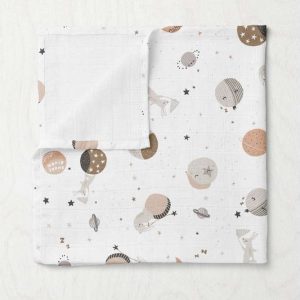 Bílá mušelínová dětská deka 75x100 cm Spacebit – Mijolnir