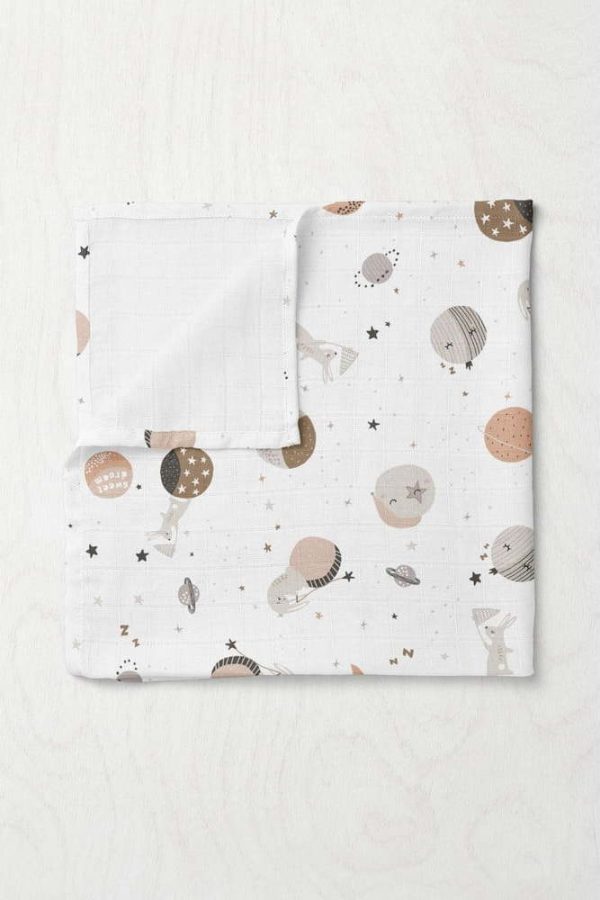 Bílá mušelínová dětská deka 75x100 cm Spacebit – Mijolnir