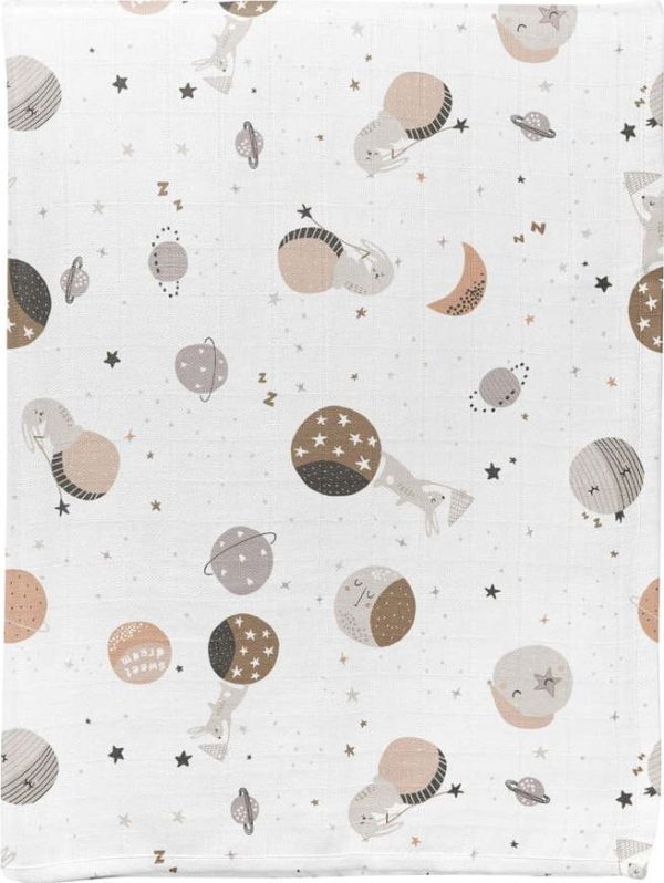 Bílá mušelínová dětská deka 75x100 cm Spacebit – Mijolnir