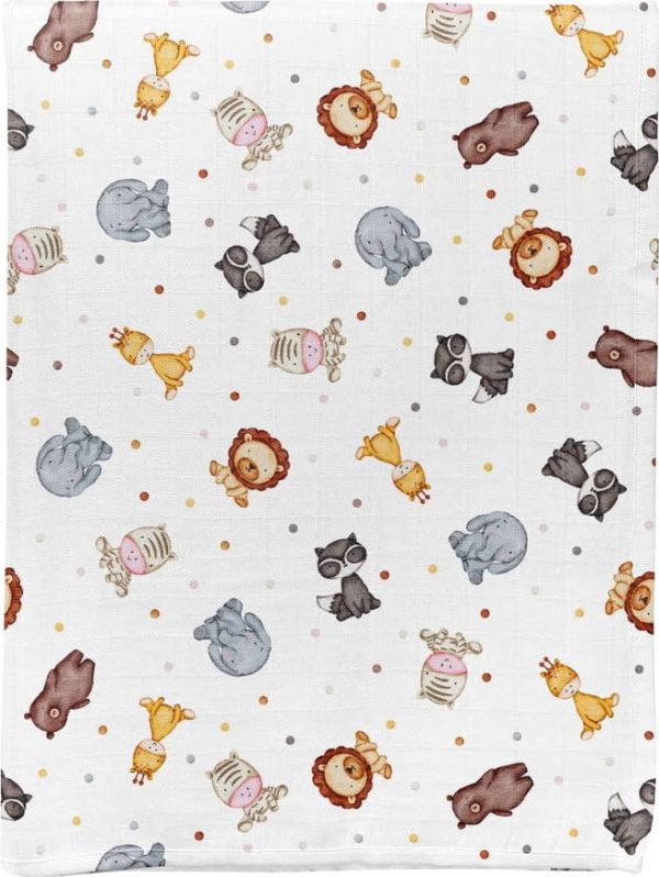 Bílá mušelínová dětská deka 75x100 cm Zoo – Mijolnir