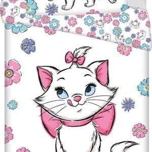 Bílé bavlněné dětské povlečení na jednolůžko 140x200 cm Marie Cat "Floral" – Jerry Fabrics