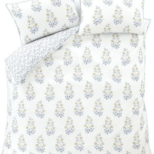 Bílé damaškové prodloužené povlečení na dvoulůžko 230x220 cm Eloise Floral – Bianca