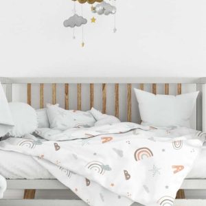 Bílé dětské povlečení do postýlky z bavlny Renforcé 100x150 cm Abc – Mijolnir