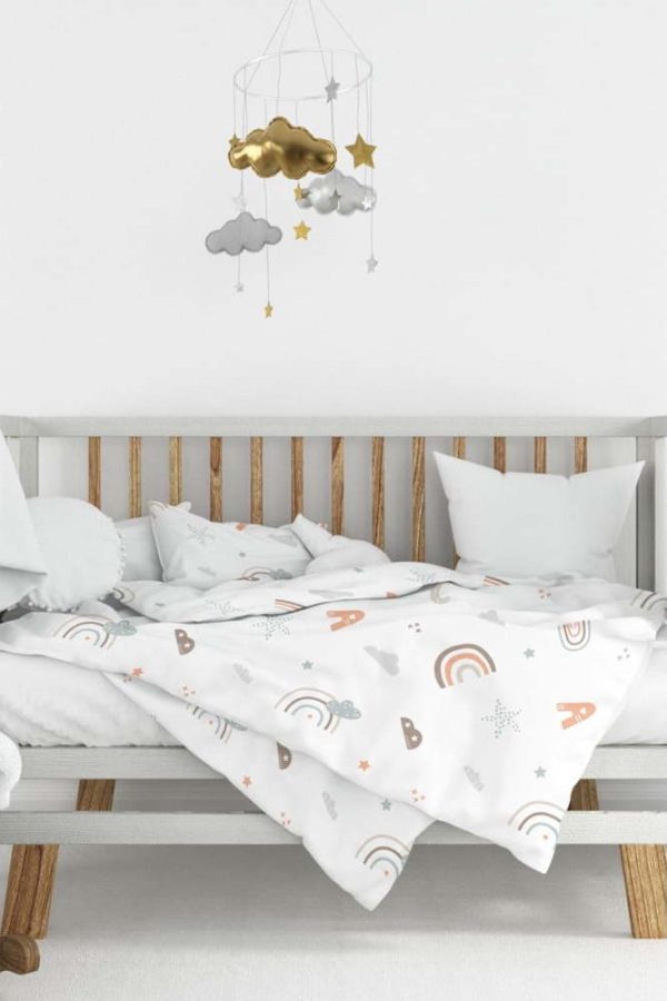 Bílé dětské povlečení do postýlky z bavlny Renforcé 100x150 cm Abc – Mijolnir