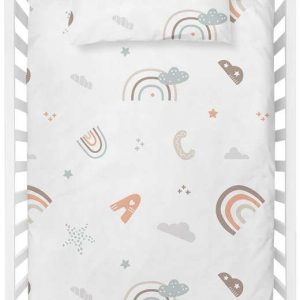 Bílé dětské povlečení do postýlky z bavlny Renforcé 100x150 cm Abc – Mijolnir