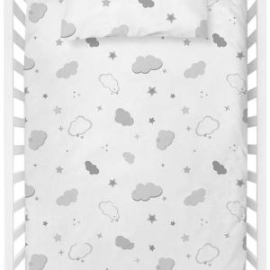 Bílé dětské povlečení do postýlky z bavlny Renforcé 100x150 cm Bulut – Mijolnir