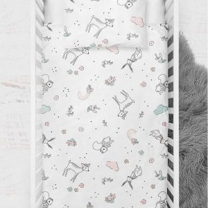 Bílé dětské povlečení do postýlky z bavlny Renforcé 100x150 cm Flowers – Mijolnir