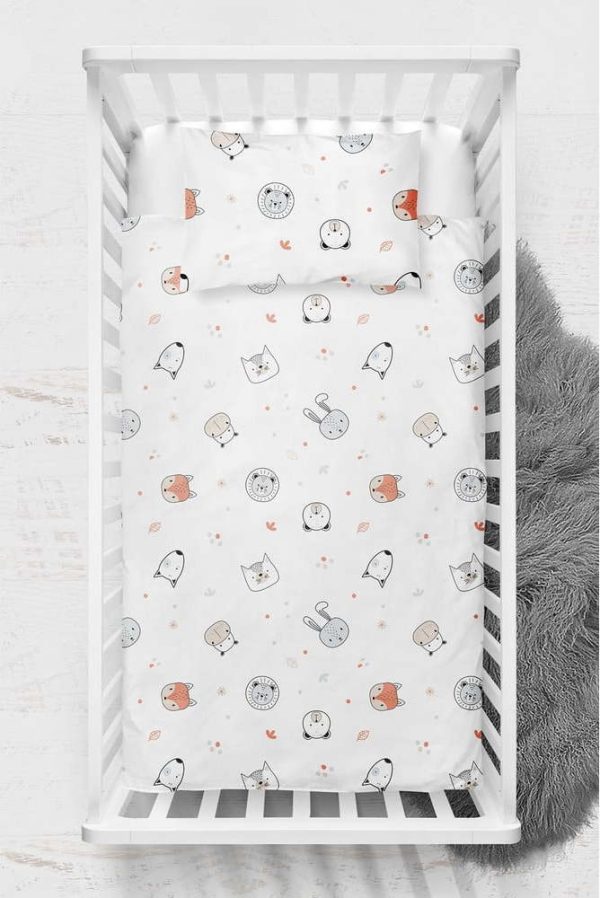Bílé dětské povlečení do postýlky z bavlny Renforcé 100x150 cm Safari – Mijolnir