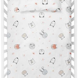 Bílé dětské povlečení do postýlky z bavlny Renforcé 100x150 cm Safari – Mijolnir