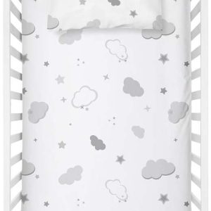 Bílé dětské prostěradlo do postýlky z bavlny Renforcé 100x150 cm Bulut – Mijolnir